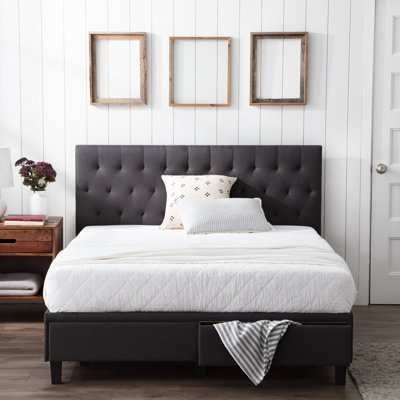 upholstered king bed california beds platform low storage profile